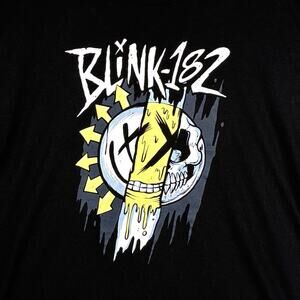 VTG Blink 182 Mixed Up Death Shirt Mens 2XL Black Smiley Skull Rock Band Y2K